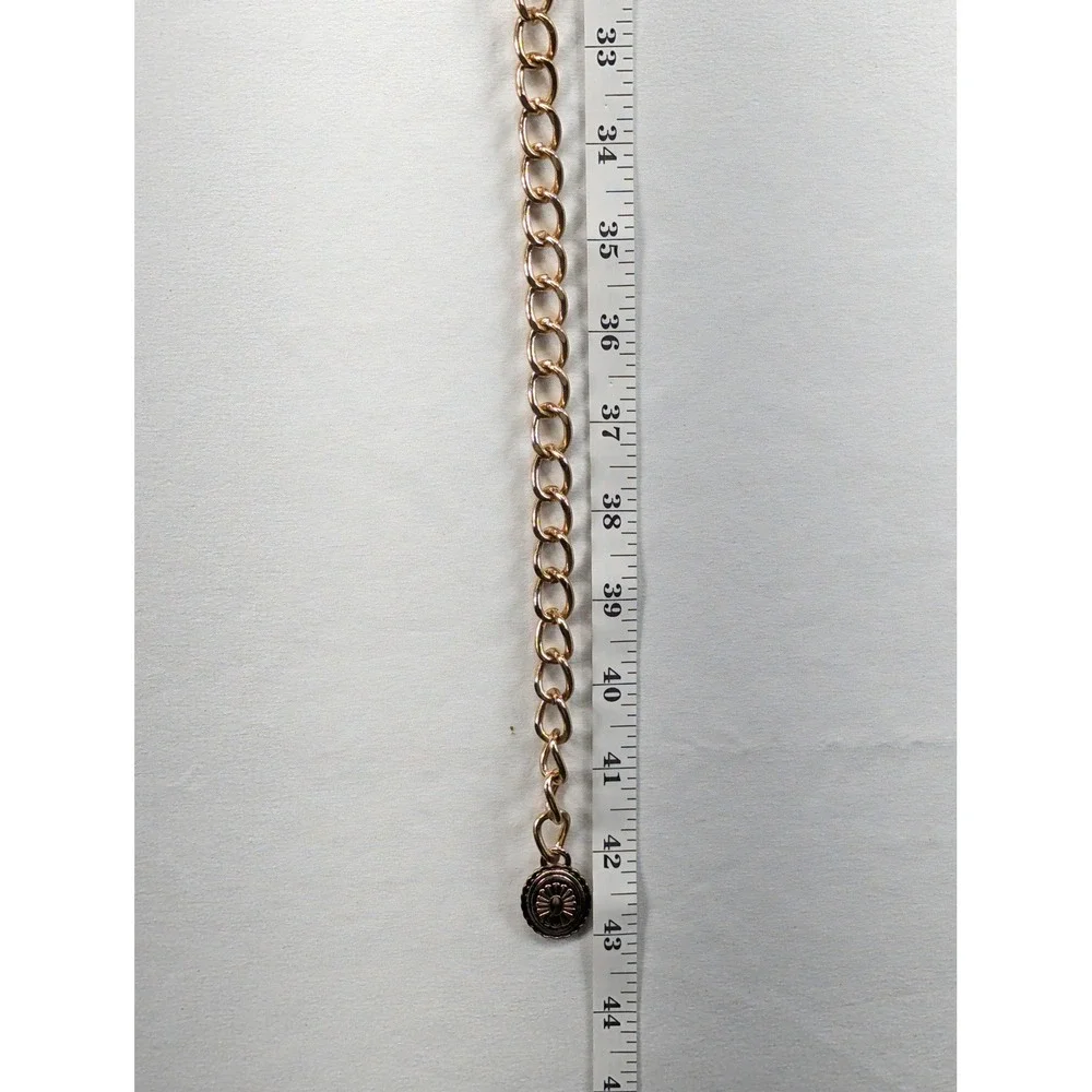 Michael Kors Gold Turquoise Sunburst Medallion Chain Belt MK8184 Western Boho